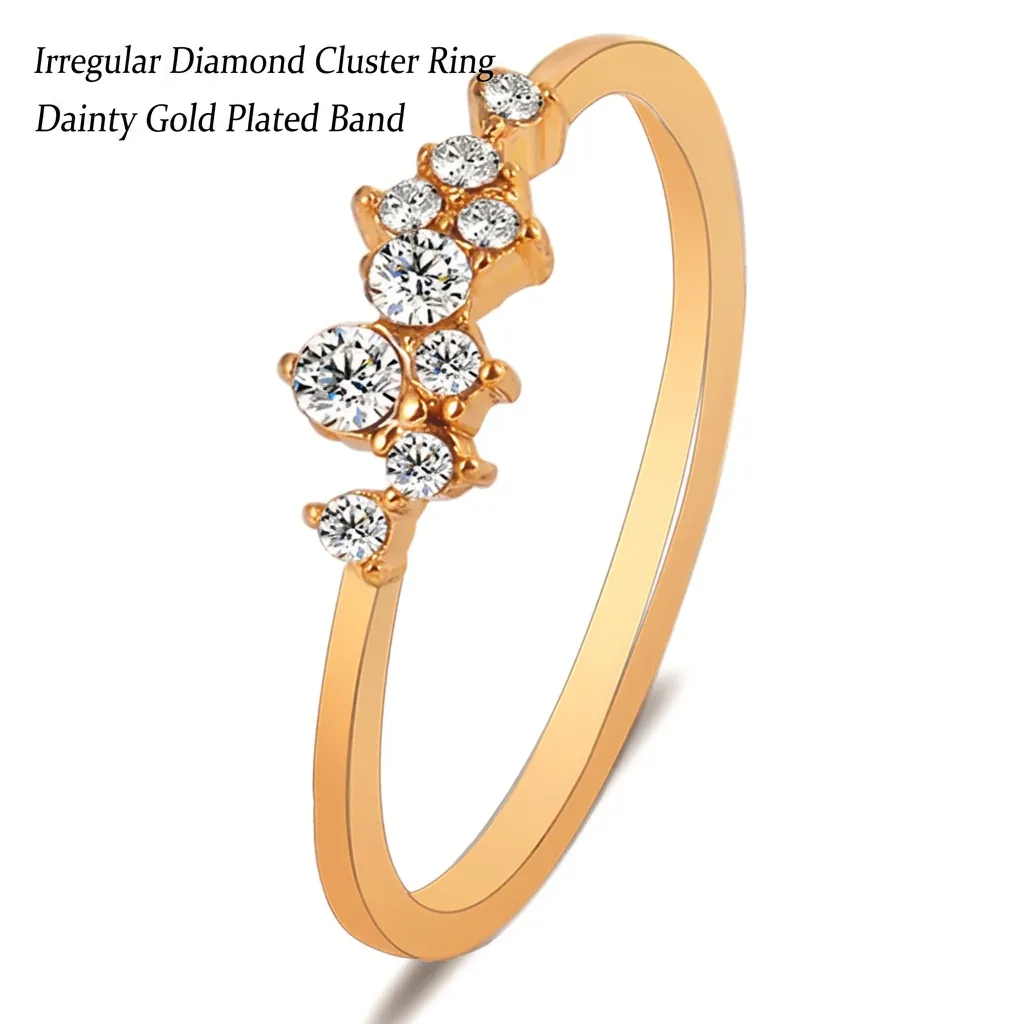 Bague En Alliage De Cuivre Pour Femmes Avec Zircone Cubique Ronde Minimaliste Bijoux De Mode Géométriques