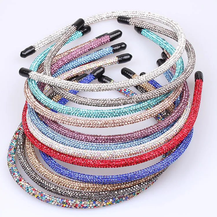 Elegant Rhinestone Headband Pavé Thin Shiny Hair Hoop For Women Girls Fashion Hair Accessory Party Wedding Gift