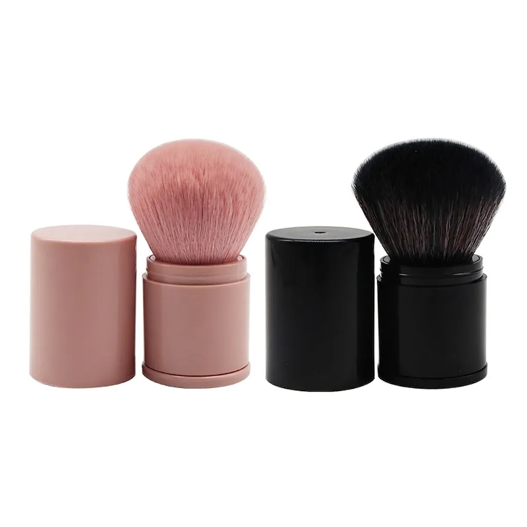 Portable Telescopic Makeup Brush Synthetic Fiber Soft Retractable Powder Blush Brush With Cap Travel Beauty Tool