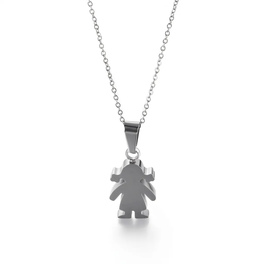 Collier Pendentif Silhouette Fille Dessin Animé Acier Titane Bijoux Mode Minimaliste Pour Femmes