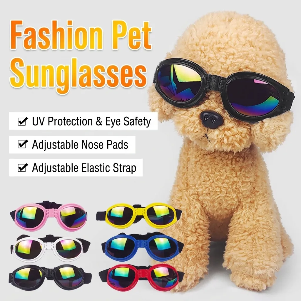 Pet Goggles Dog Sunglasses Reflective Lenses UV Protection Windproof Foldable Adjustable Fashion For Dogs Cats