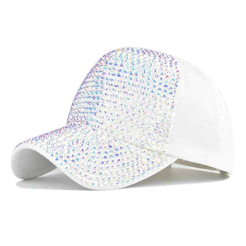 Damen Glitzer Strass Baseballkappe Verstellbare Baumwolle Gewaschen Vintage Sonnenhut Outdoor Fashion Dekorative Snapback Kappe