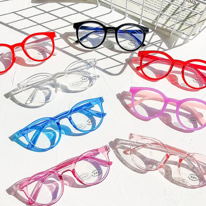 Kids Anti Blue Light Glasses Round Retro Frame UV400 Protection Lightweight Eyeglasses For Boys Girls Computer Screen