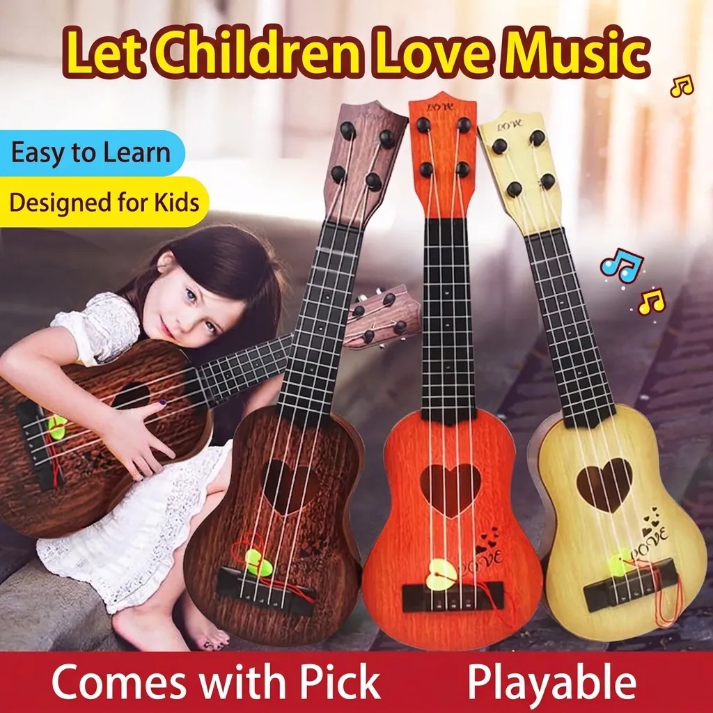 Ukulélé Jouet pour Enfants Guitare Instrument de Musique pour Éducation Précoce en Plastique Ukulélé pour Débutants Cadeau