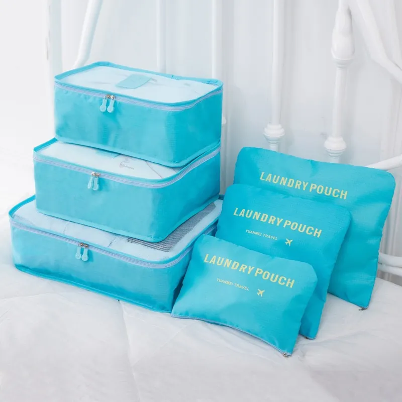 Set di Borse da Viaggio in Tessuto Oxford Organizer per Bagagli per Vestiti Intimo Scarpe Custodie da Viaggio Multifunzionali