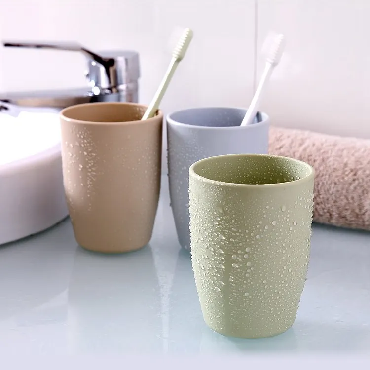 Minimalist Plastic Mouthwash Cup Solid Color Bathroom Toothbrush Tumbler Nordic Style Durable Lightweight Home Use