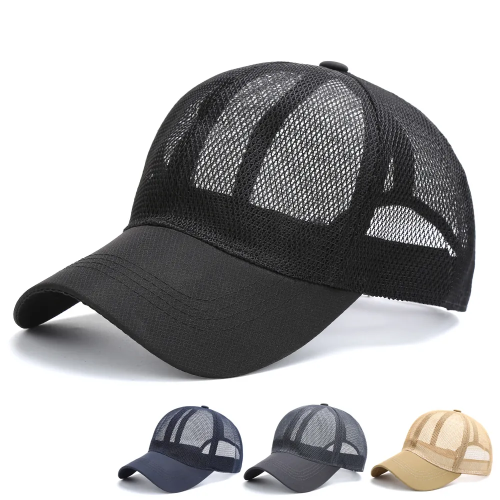 Breathable Mesh Baseball Cap For Men Women Adjustable Sun Hat Curved Brim Outdoor Sports Fishing Hiking Summer Minimalist Fashion Trucker Hat