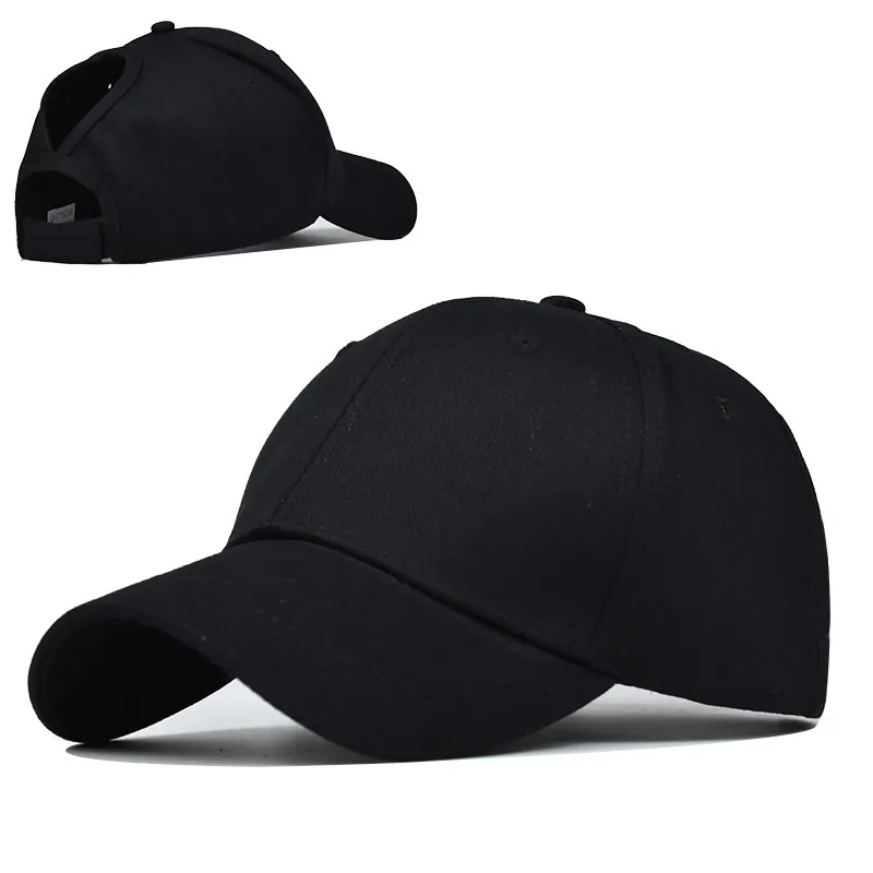 Ponytail Baseball Cap Women Cotton High Messy Bun Hole Adjustable Solid Color Outdoor Sun Hat Casual Sport