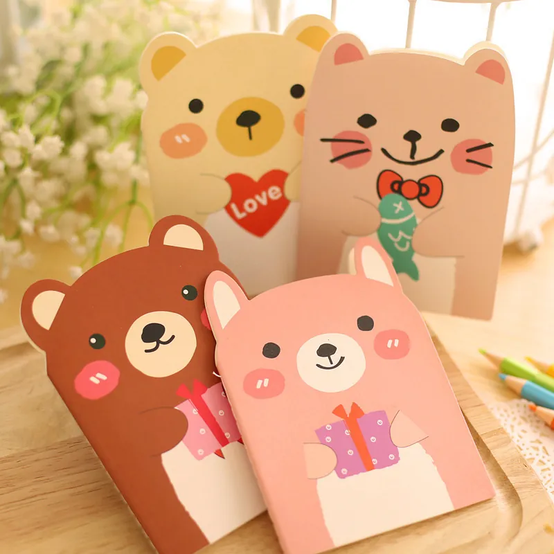 Mini Animal Notebook Cartoon Bear Cat Shape Pocket Memo Pad Cute Stationery For Students School Rewards