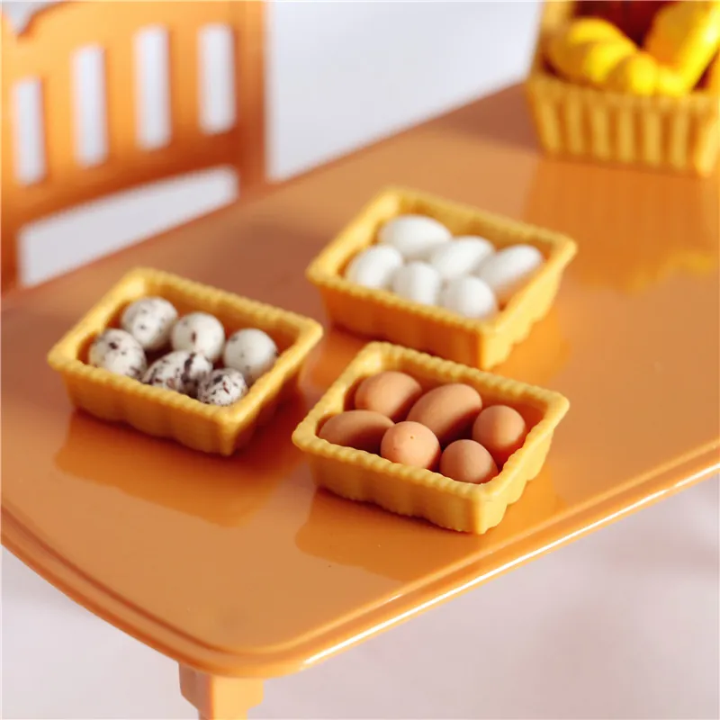 Miniature Dollhouse Eggs With Tray Resin Plastic Model For Micro Landscape Scene Decor Accessories Toy
