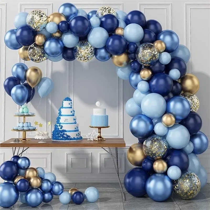 Navy Blue Gold Balloon Arch Garland Kit Metallic Latex Confetti Balloons Banner For Boy Birthday Party Decoration