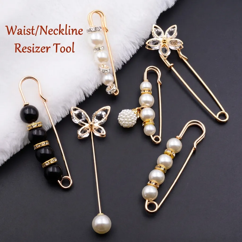 Broches En Alliage Künstliche Perles Artificielles Strass Épingles De Sûreté Pour Décolleté Taille Décoration De Vêtements Élégant Femmes
