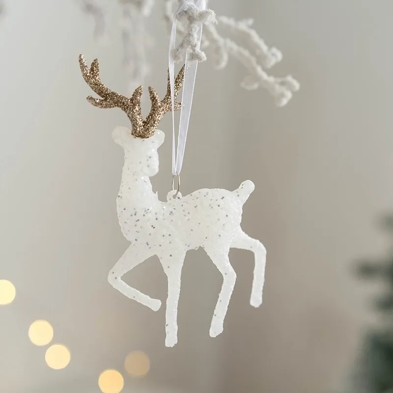 Christmas Reindeer Hanging Ornament Glitter PVC Jumping Deer Festive Tree Decoration Elegant Holiday Home Decor Sparkling