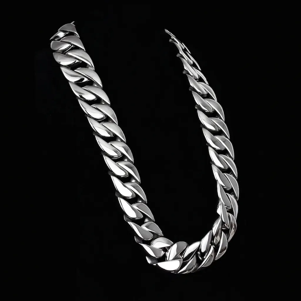 Chunky Cuban Link Chain Necklace Stainless Steel Heavy Duty Wide Box Clasp Hip Hop Punk Jewelry For Men Polished
