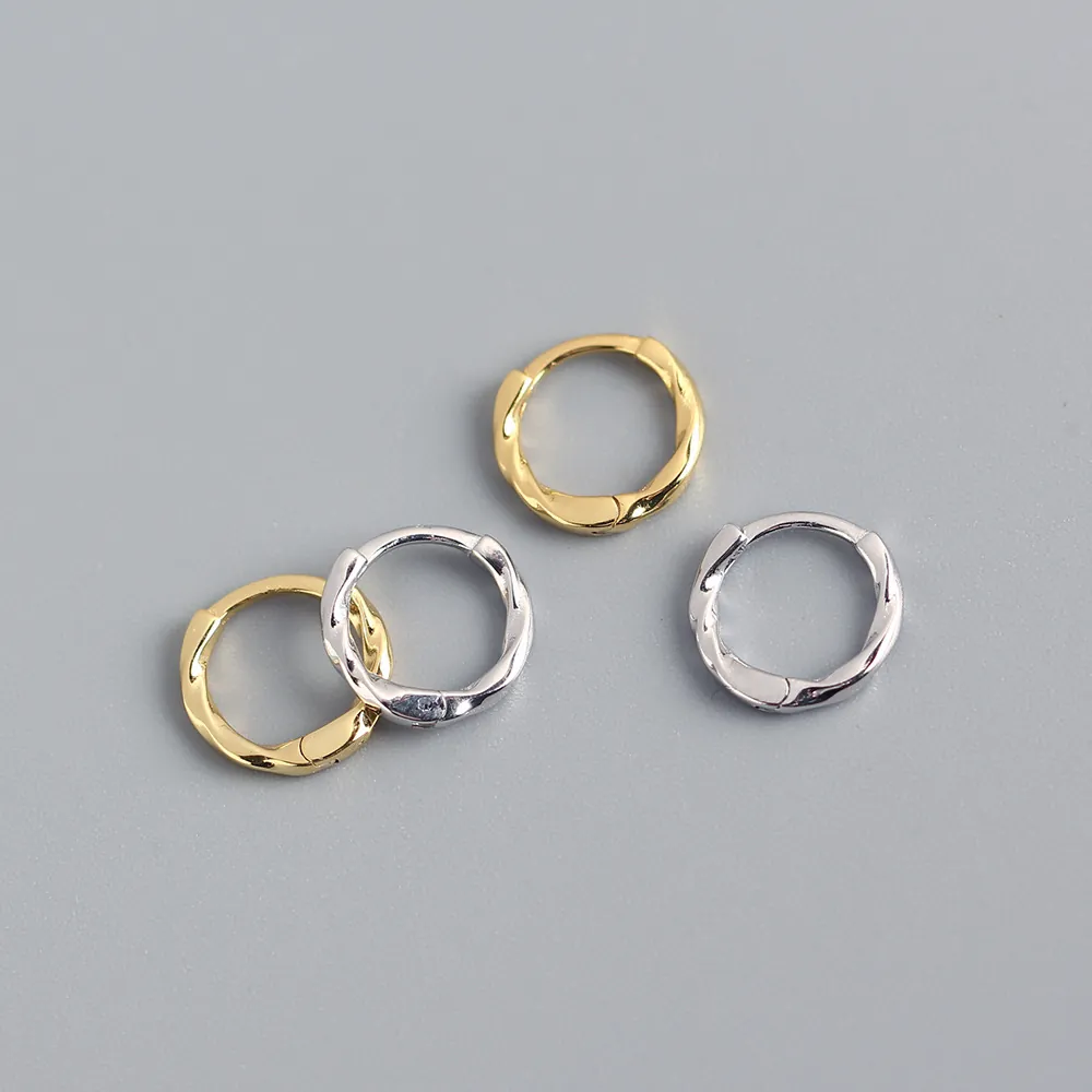 Twisted Rope Hoop Earrings 925 Sterling Silver Minimalist Geometric High Polish Huggie Line Jewelry For Women