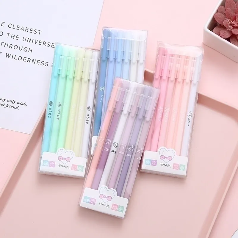 Morandi Color Gel Pens Black Ink 0.5 Fine Point Plastic Retro Gradient Design For Student Office Stationery Novelty