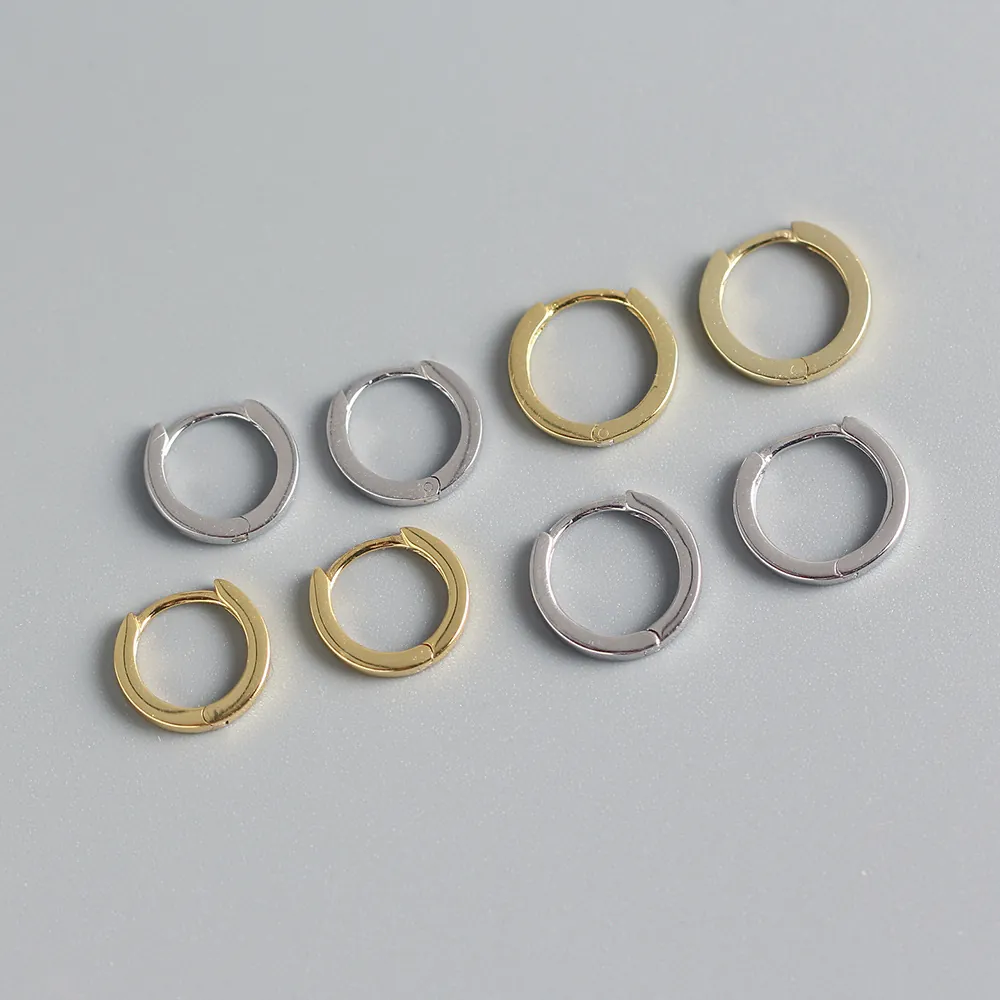Pendientes De Aro Cuadrados Minimalistas De Plata De Ley 925 Huggies Geométricos Mujer