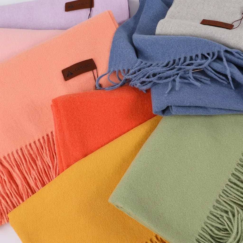 Morandi Solid Color Winter Scarf For Women Soft Polyester Tassel Shawl Thick Warm Fashion Long Wrap Scarf For Everyday Wear