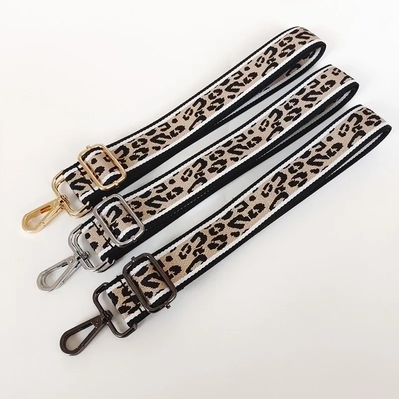 Tracolla Regolabile Con Stampa Leopardata Cinghia Larga In Tela Di Ricambio Per Borsa A Tracolla Con Ganci In Metallo