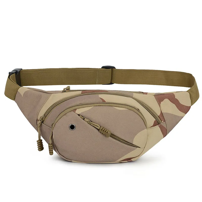 Sacoche Banane Tactique Pour Hommes Camouflage Nylon Imperméable Sac De Poitrine Extérieur Sac Bandoulière Utilitaire Avec Trou Pour Écouteurs