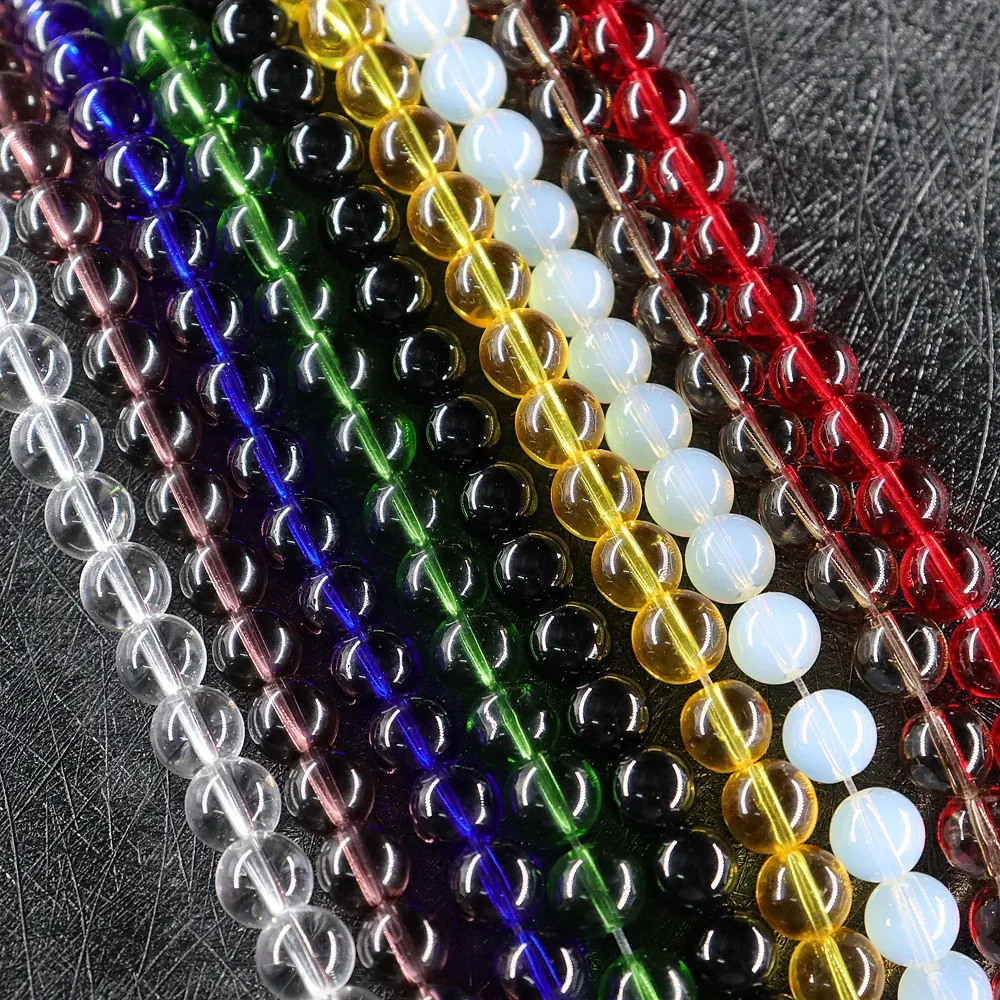 Round Glass Crystal Loose Beads For DIY Jewelry Making Polished Smooth Colorful Handcrafted Accessory