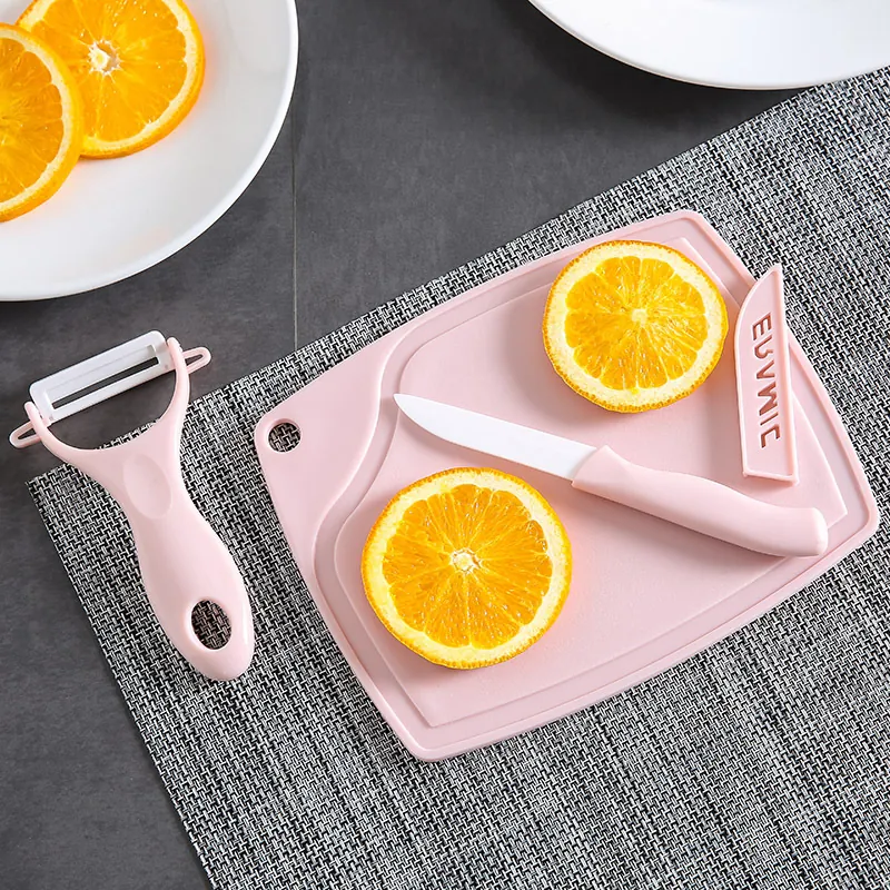 Ceramic Fruit Knife Peeler And Mini Cutting Board Portable Kitchen Tools For Baby Food Supplement Travel Small