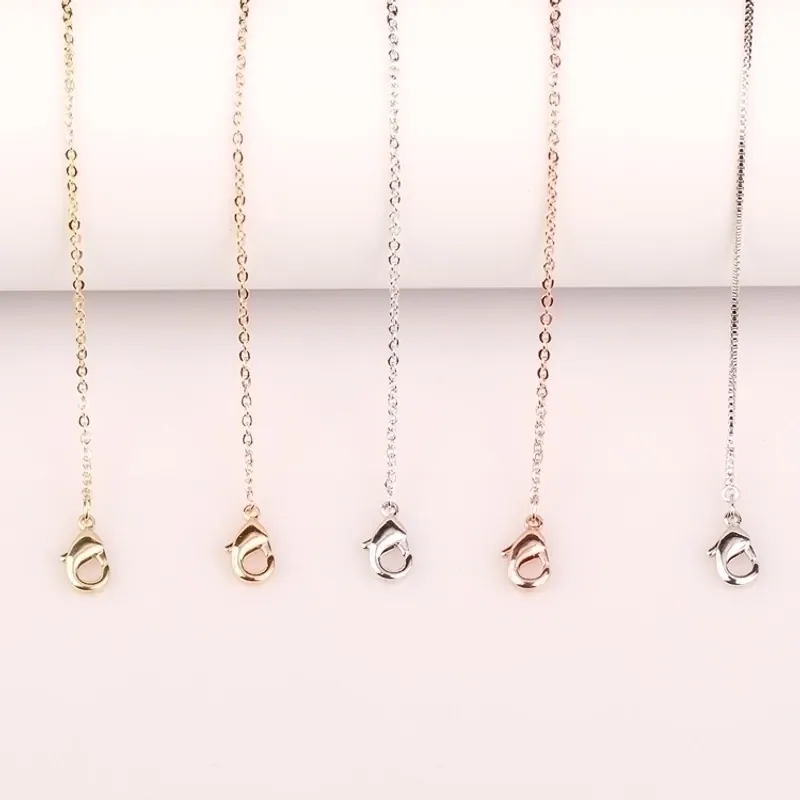 Copper Necklace Chains For DIY Jewelry Making Gold Rose Gold Plated Cross Box Link Chain With Lobster Clasp Extension