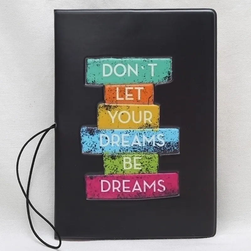 Passport Holder Cover PVC Synthetic Leather Elastic Band Closure Motivational Letter Print Travel Accessories Organizer