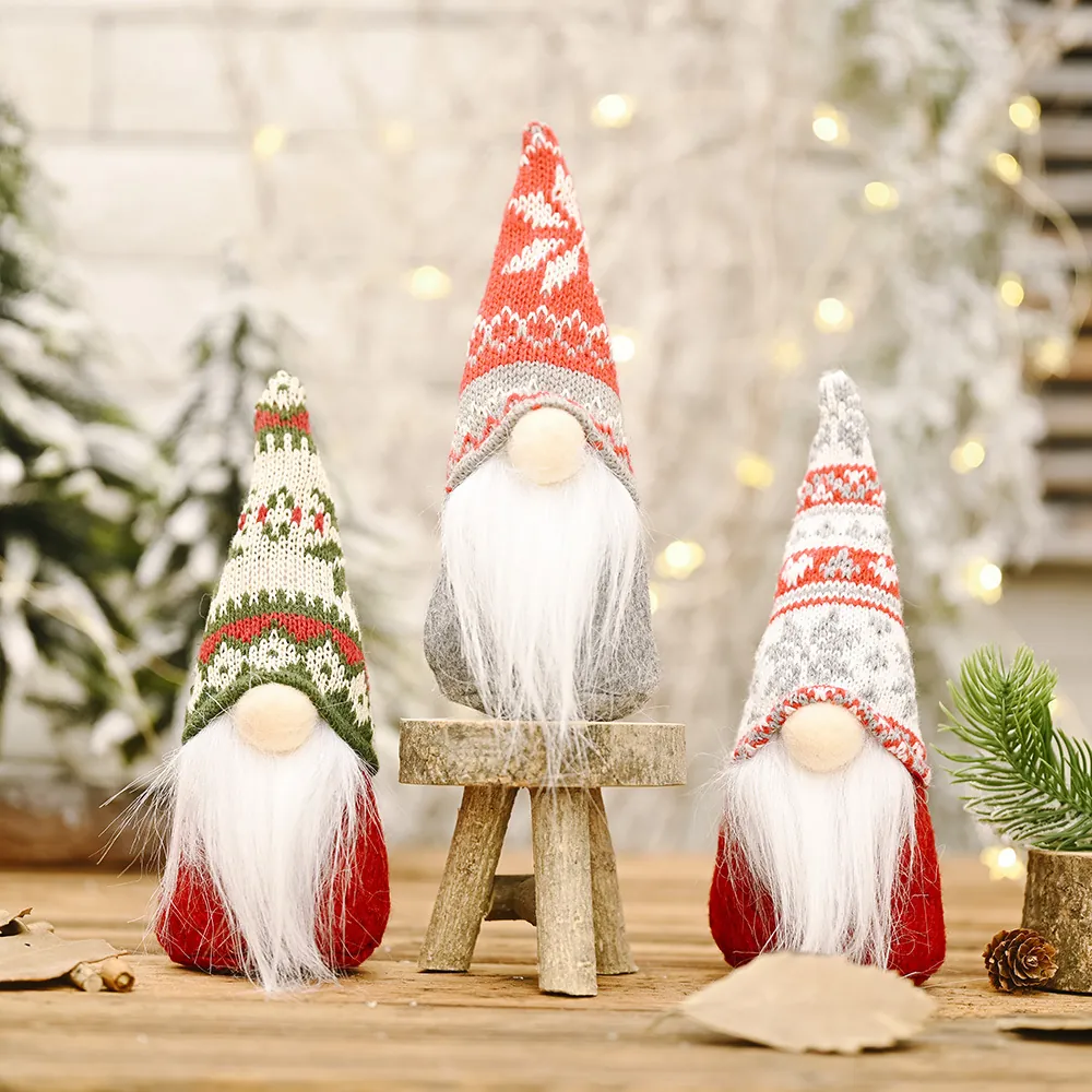 Kerstkabouters Pluche Scandinavische Tomte Gezichtsloze Pop Gebreide Sneeuwvlokmuts Lange Baard Vakantie Decoratie