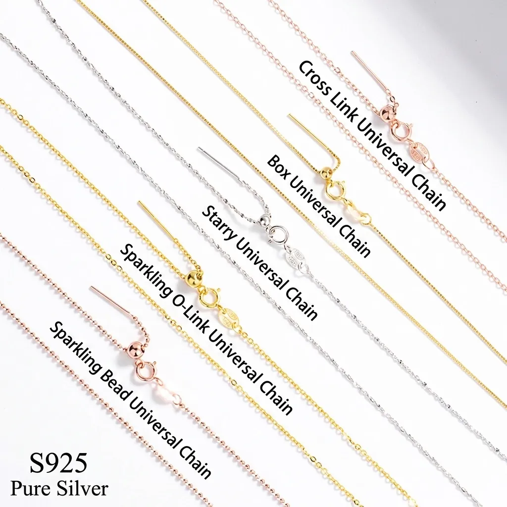 S925 Sterling Silver Adjustable Universal Necklace Chain For Women With Pin Needle End For Pendants Minimalist Jewelry