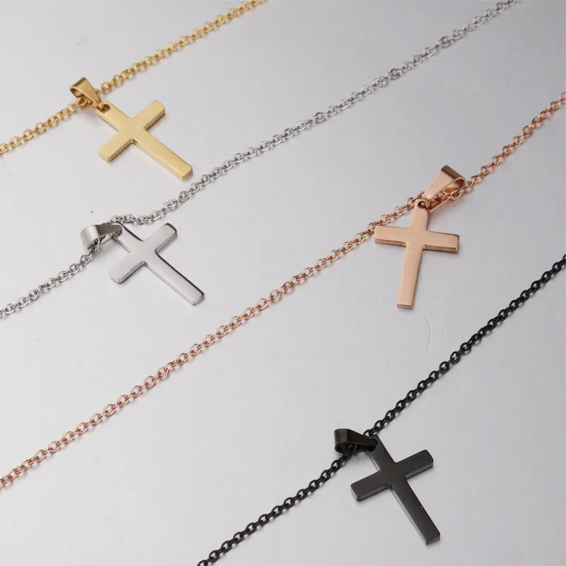 Cross Pendant Necklace Stainless Steel 18K Gold Plated Hip Hop Trend Mirror Polished Minimalist Fashion Jewelry For Men Women