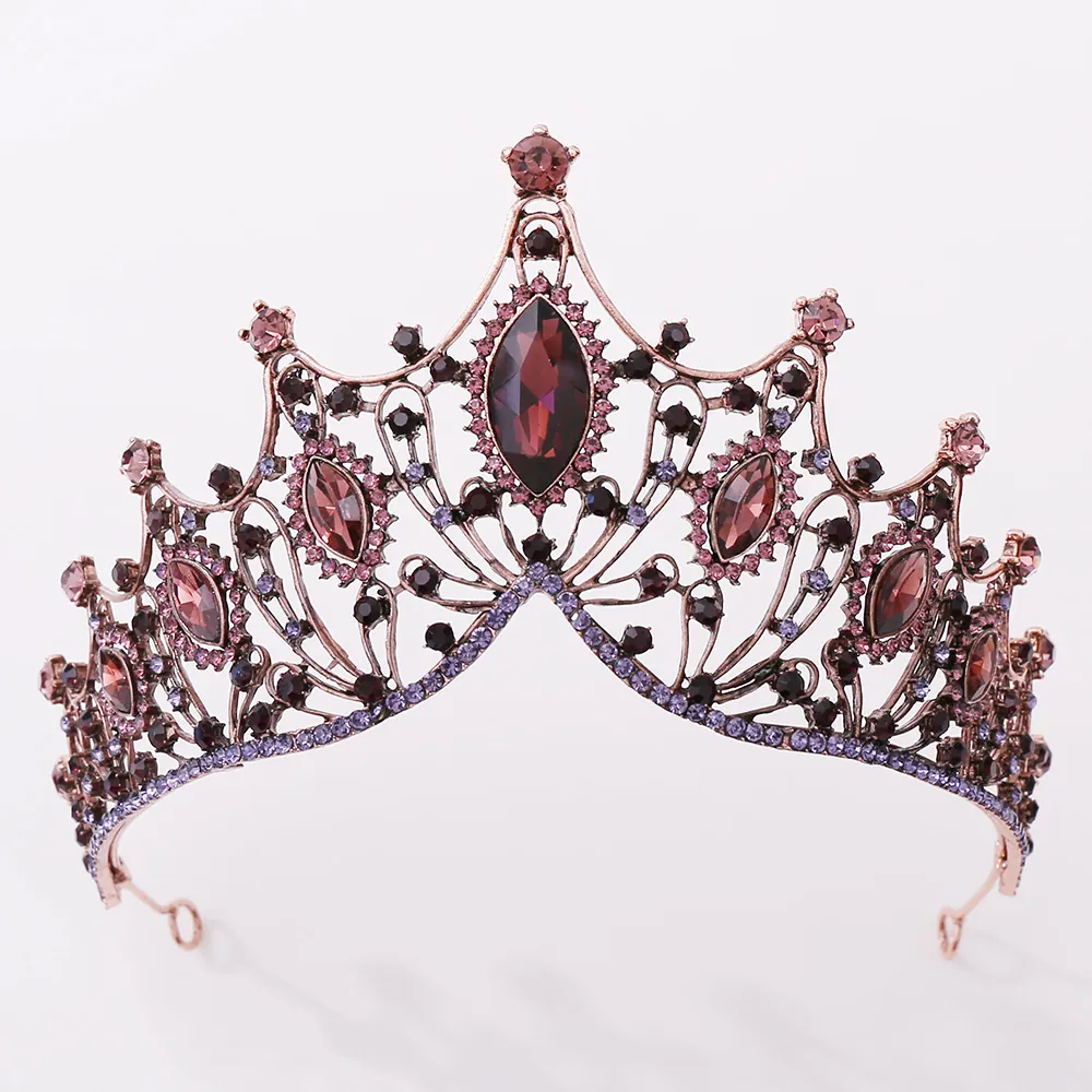Couronne De Mariée Baroque Tiara Alliage Avec Strass En Cristal Rétro Mariage Anniversaire Fête Vintage Coiffe Reine Femmes
