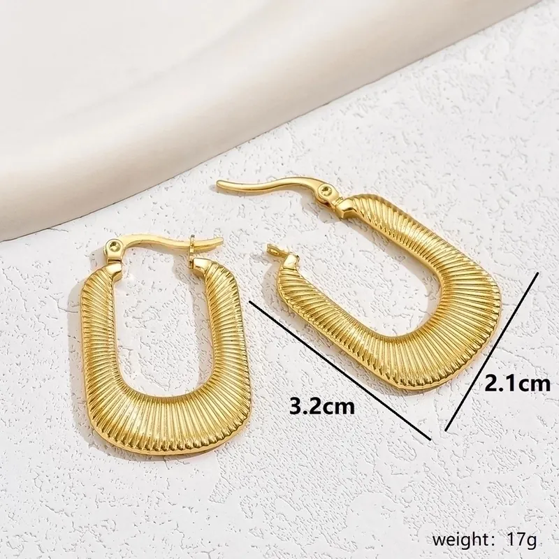 Basic Modern Style U Shape Plating 201 Stainless Steel 18K Gold Plated Hoop Earrings