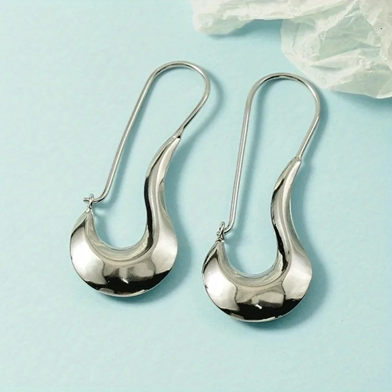 Irregular Geometric Copper Drop Earrings For Women Minimalist Streamline Waterdrop Dangle Earrings Street Style Electroplated Fashion Jewelry