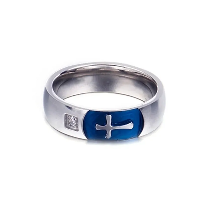 Anello A Croce In Acciaio Inossidabile Con Zircone E Smalto Gioielli In Stile Punk Retrò Religioso Per Uomo E Donna