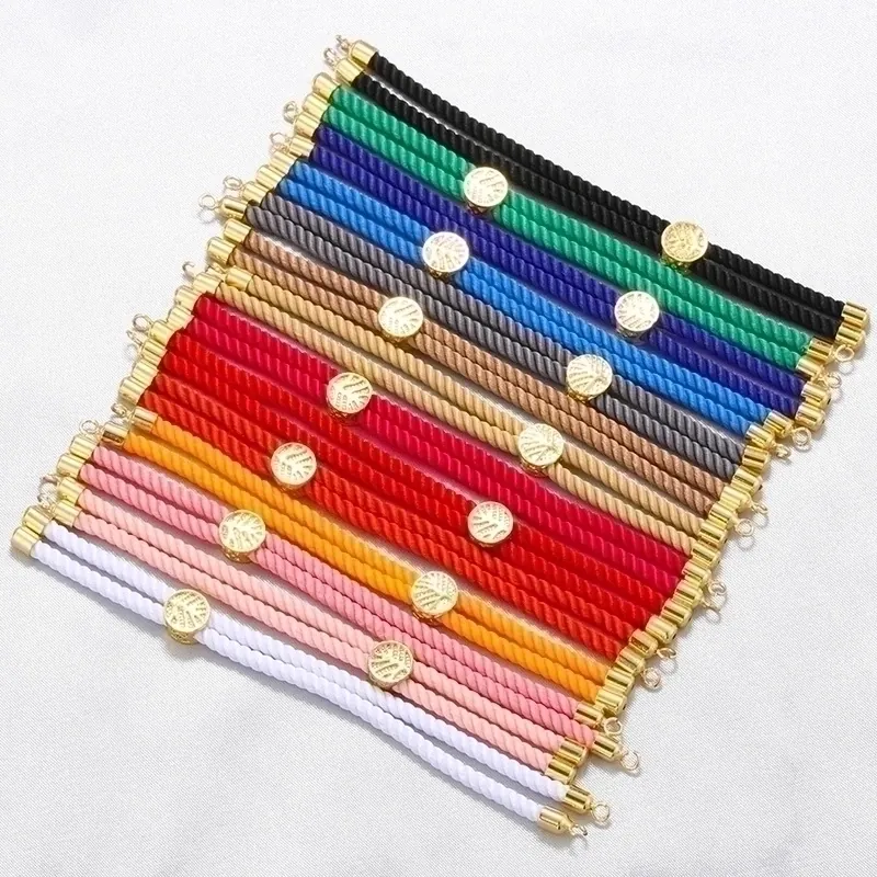 Woven Rope Bracelet Brass Tree Of Life Adjustable Colorful Braided Hand Cord DIY Jewelry Findings Simple Style