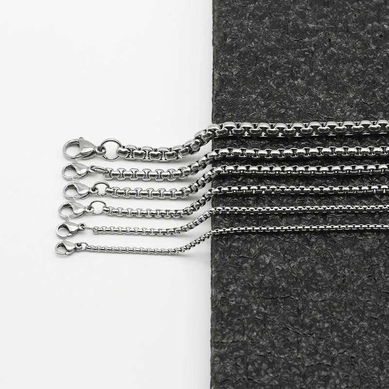 Minimalist Box Chain Necklace Stainless Steel Waterproof Non Fading Square Link Jewelry For Men Women