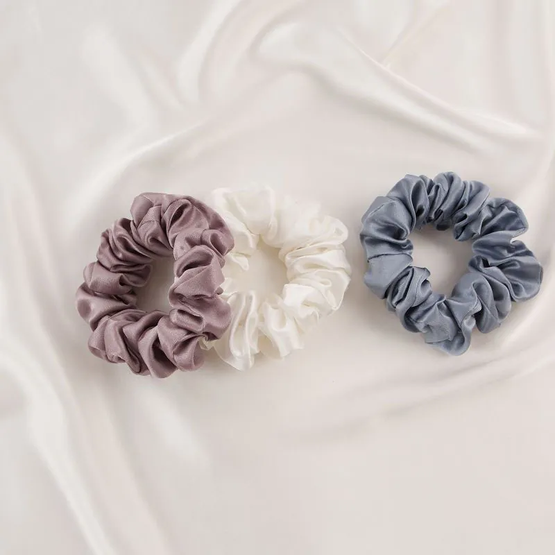 Mulberry Satin Scrunchies Soft Elastic Hair Ties Hair Bands For Women Elegant Hair Care Solid Color Pure Satin