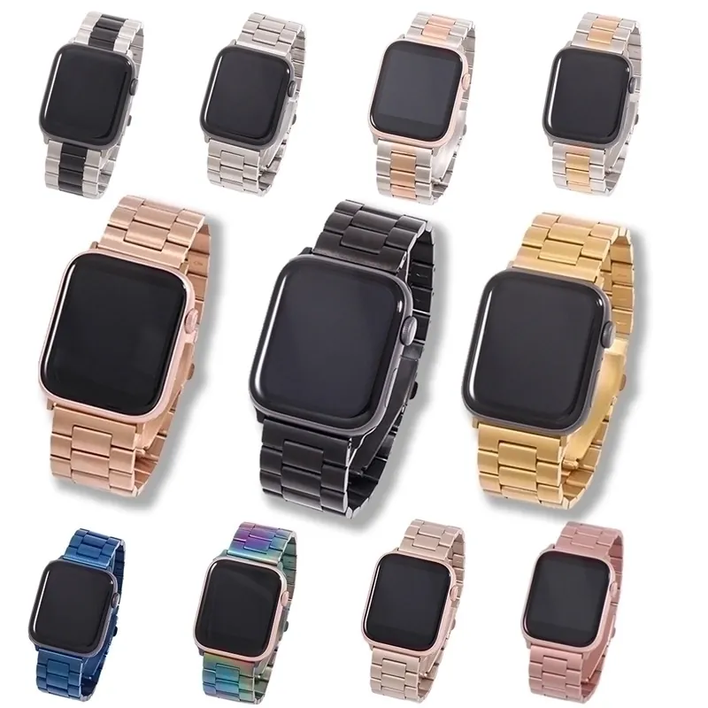 Stainless Steel Metal Watch Band Compatible With Smartwatch Link Design Smartwatch Strap With Folding Clasp