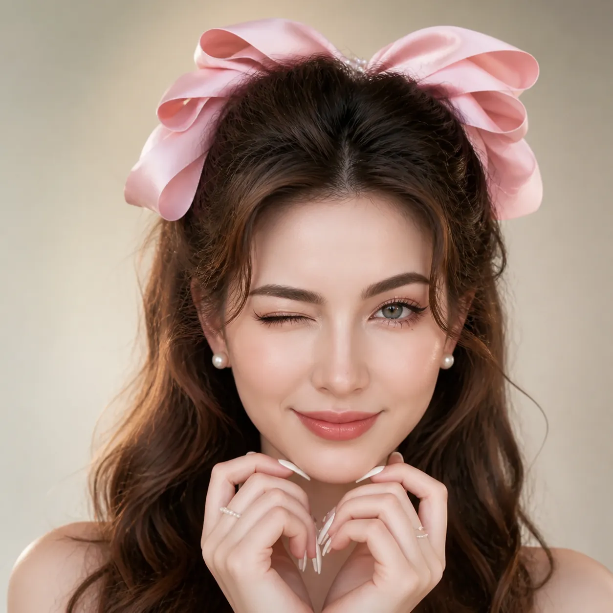 Oversized Satin Bow Hair Clip Large Ribbon Barrette With Faux Artificial Pearl Elegant Spring Clip Hair Accessory For Women Girls