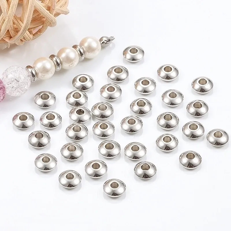 Stainless Steel Spacer Beads UFO Abacus Shape Waterproof Non Fading DIY Jewelry Making Findings Punk Style Discoid