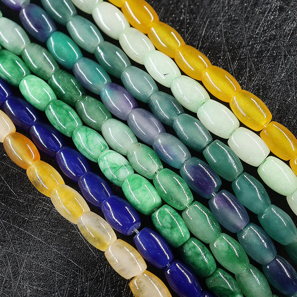Polished Quartzite Jade Agate Loose Beads For DIY Jewelry Making Oval Gemstone Beads Multi Color Handicraft Accessories