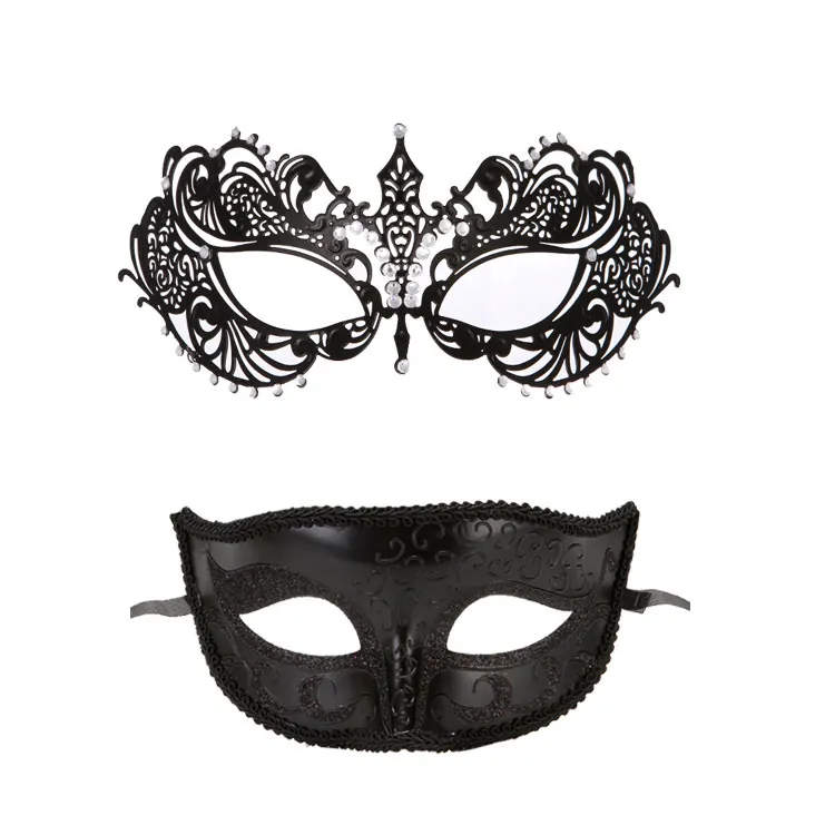 Elegant Venetian Masquerade Mask For Women Laser Cut Metal Rhinestone Lace Eye Mask and Embossed Plastic Mask For Ball Party