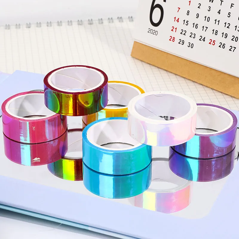 Decorative Laser Tape Holographic Gradient Waterproof DIY Journaling Scrapbooking Stationery Accessory