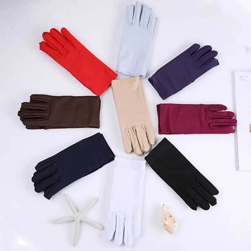 Etiquette Dance Gloves High Elastic Polyester Spandex For Men Women Sun Protection Driving Performance Solid Color Satin