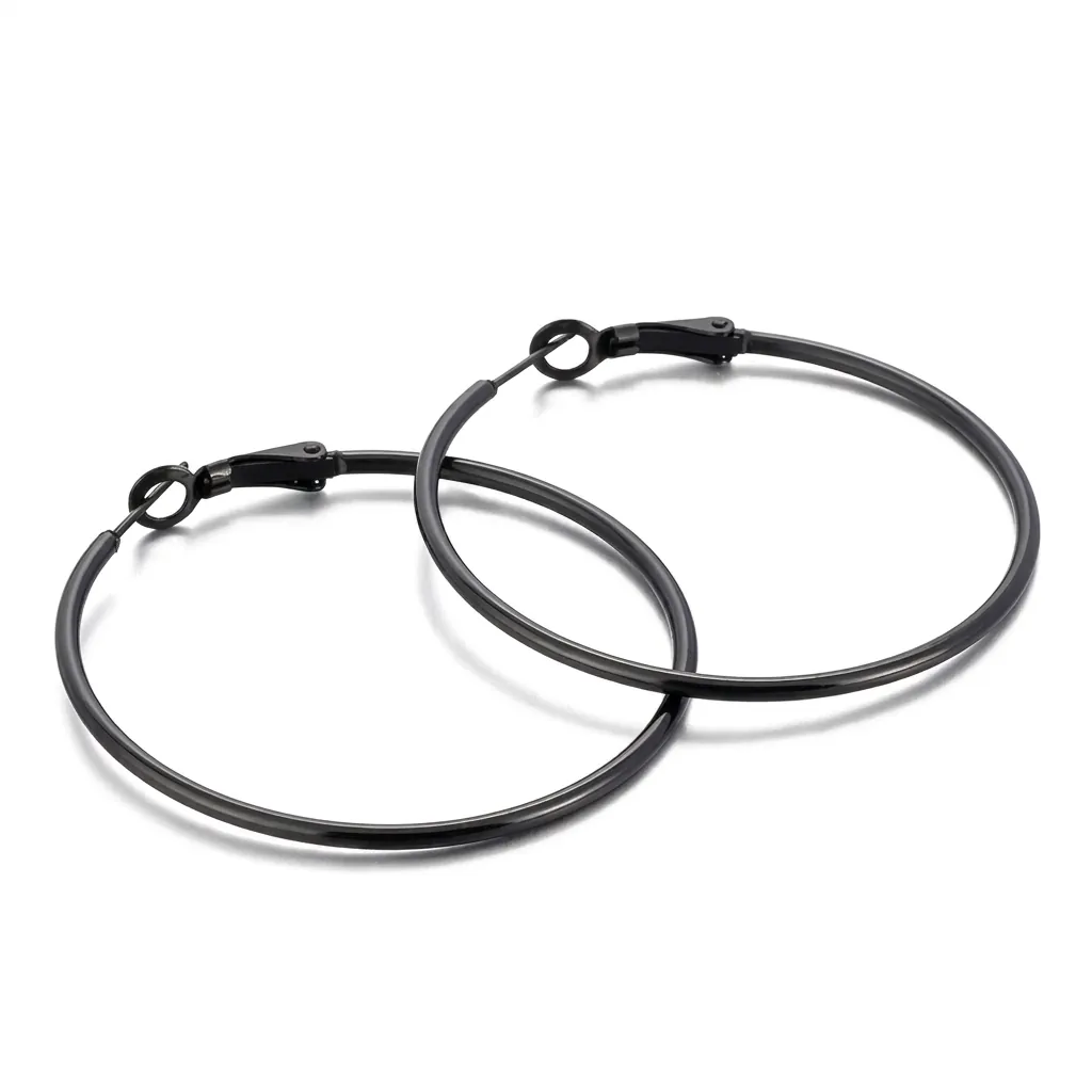 Boucles D'oreilles Créoles Acier Inoxydable Grand Cercle Rond Minimaliste Poli Mode Bijoux Simples Pour Femmes Hommes