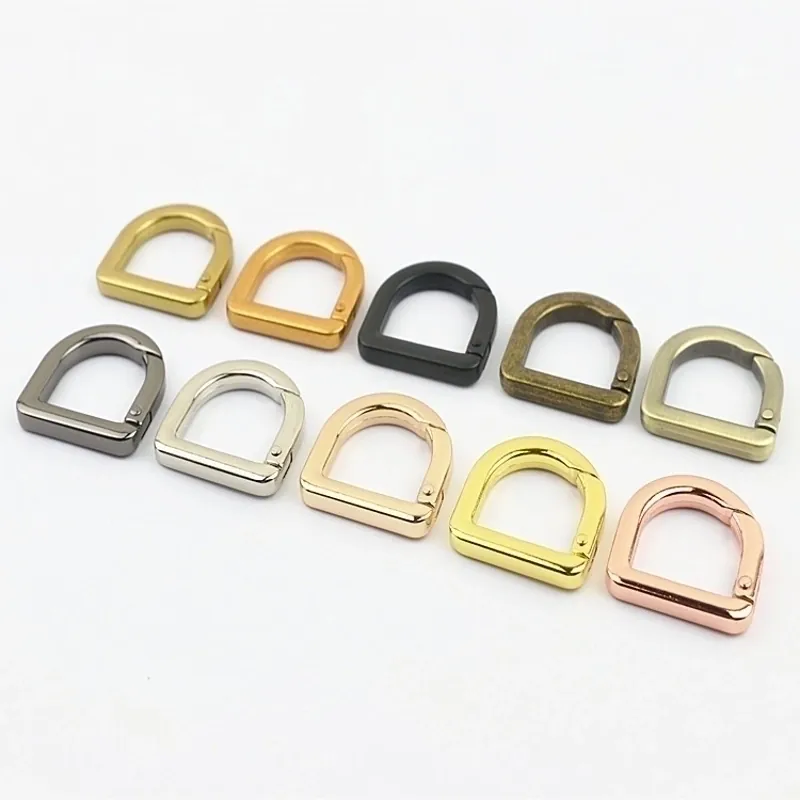 Zinc Alloy D Ring Buckle Spring Opening Connector Removable Shackle Hook For Handbag Purse Strap DIY Leather Craft Accessory