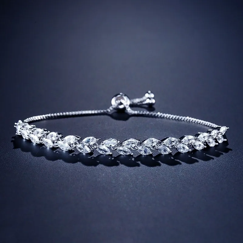 Pulsera de Cobre con Circonia en Forma de Espiga de Trigo para Mujer Cierre Ajustable Joyería Elegante para el Diario