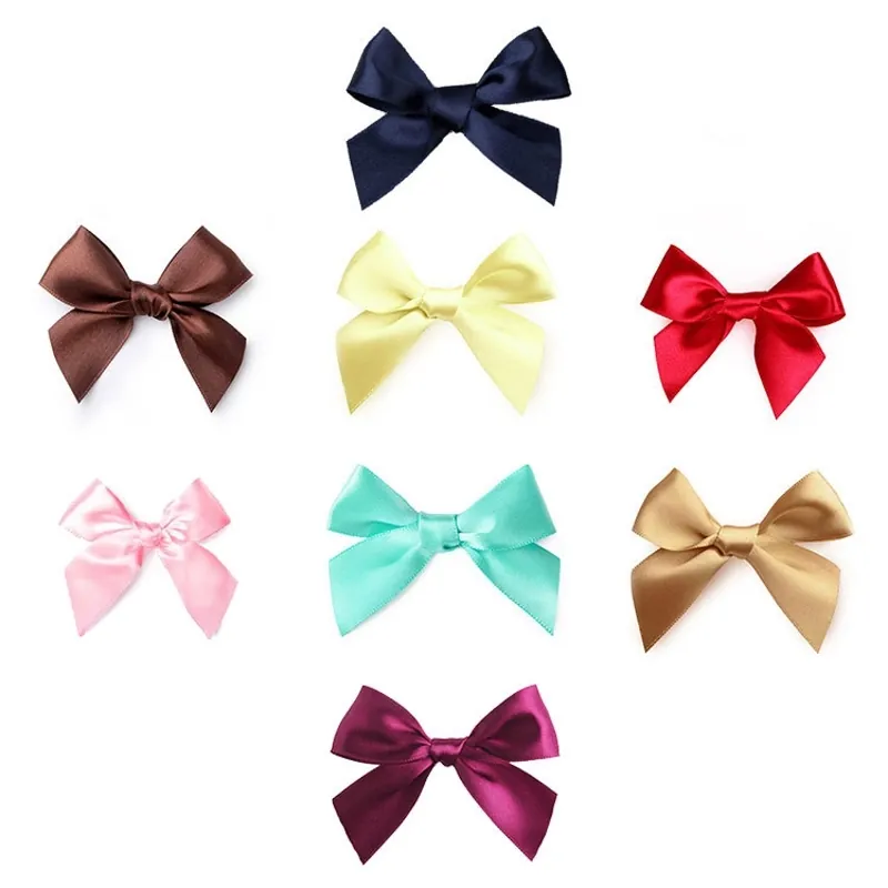 Mini Handmade Satin Ribbon Bows For Gift Wrapping Packaging Decoration DIY Craft Accessories Multi Colors Polyester Material