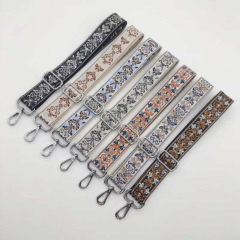 Wide Adjustable Bag Strap Polyester Embroidered Ethnic Bohemian Replacement Shoulder Belt For Crossbody Bags